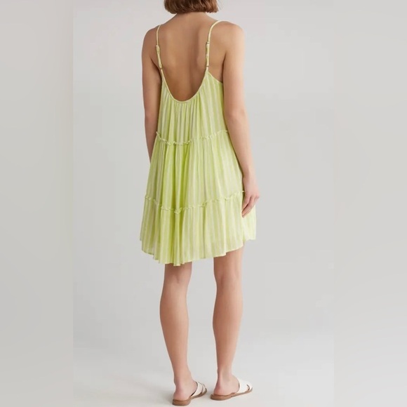 Elan Striped Tiered Cover Up Dress Beachwear Medium - Picture 2 of 7